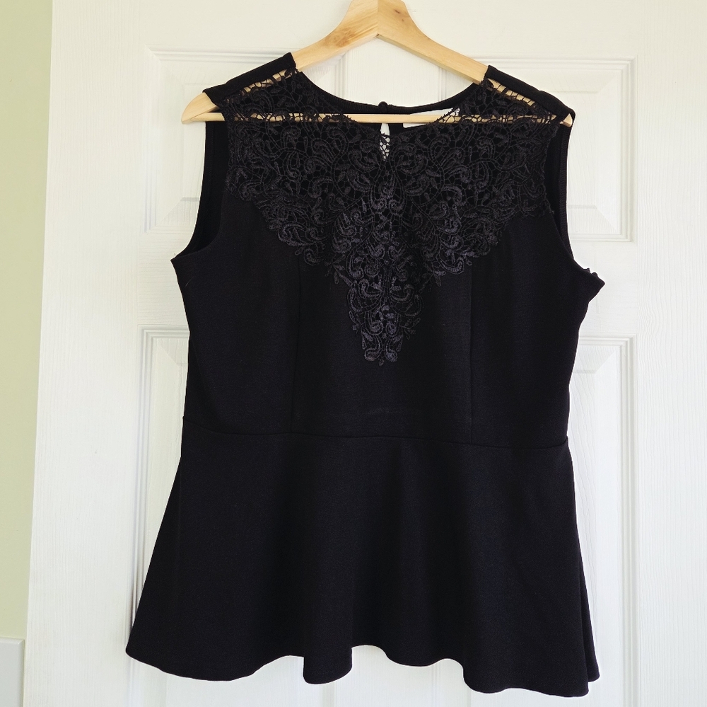 Avantlook ✨️ Black Sleeveless Lace Women's Blouse Size 2X